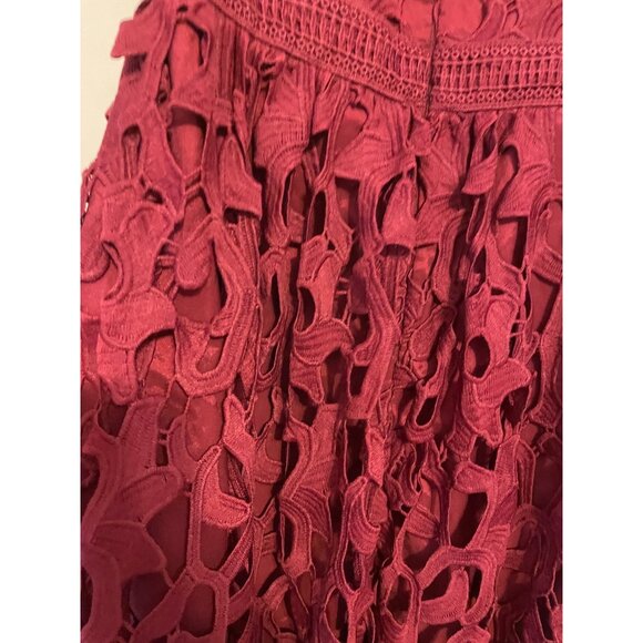 Chi Chi London Burgundy Lace Floral Midi Dress Off Shoulder Design Womens Size S - Picture 7 of 9